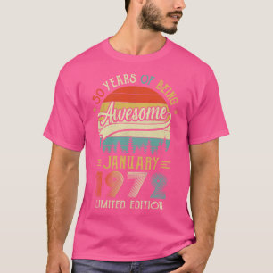T-shirt Né Janvier 1972 50ème Anniversaire Fabriqué En 197