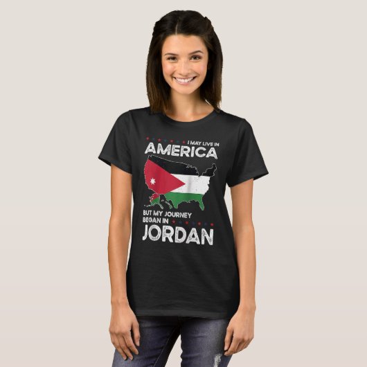T-shirt Né Jordanien Jordanie Amérique USA Citoyenneté Rag (Devant entier)