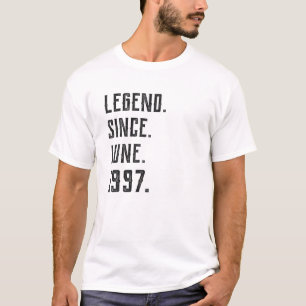 T-shirt Né Juin 1997 Légende Depuis 1997 24 Ans