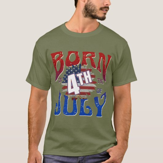 T-Shirt NÉ LE 4 JUILLET (Devant)