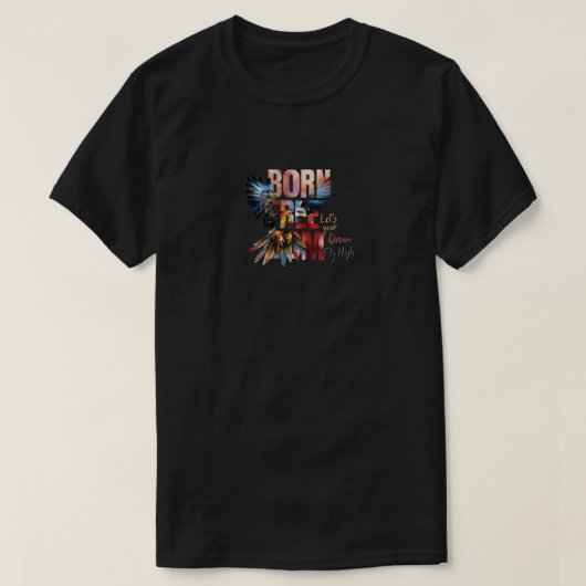 T-shirt Né libre – Conception d'Eagle Flight (Design devant)