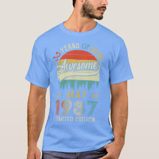 T-shirt Né Mai 1987 35ème Anniversaire Fabriqué En 1987 35