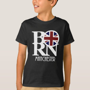 T-shirt NÉ Manchester Angleterre (texte blanc)