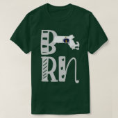 T-shirt Né Massachusetts en lettres bloc d'art (Design devant)