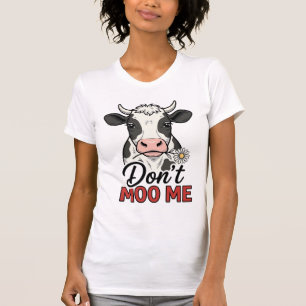 T-shirt Ne me moo pas drôle vache gravure vintage