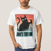 T-shirt Ne m'essayez pas, Moody Cat avec un couteau Invita (Devant)
