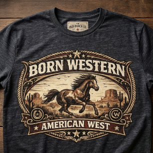 T-shirt Né occidental   Ranch Americana Cheval en Course 