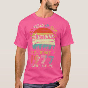 T-shirt Né Octobre 1977 45ème Anniversaire Fabriqué En 197