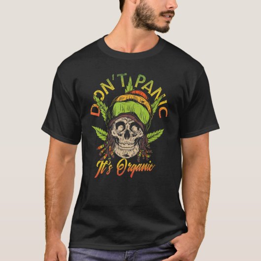T-shirt Ne paniquez pas son crâne bio pour Rasta de Reggae (Devant)
