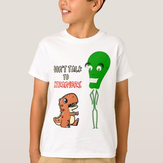 T-shirt Ne parlez pas à des étrangers, Aliens avec de mign (Devant)