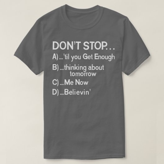 T-shirt Ne pas arrêter 80s Chansons à choix multiple (Design devant)