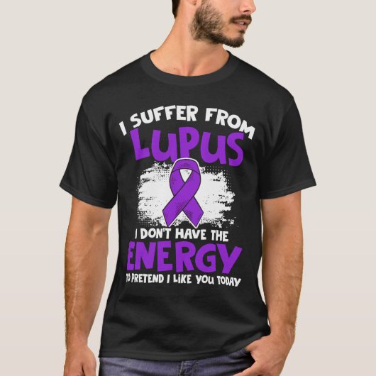 T-shirt Ne pas avoir d'énergie Lupus violet Ribbon Lupus A (Devant)