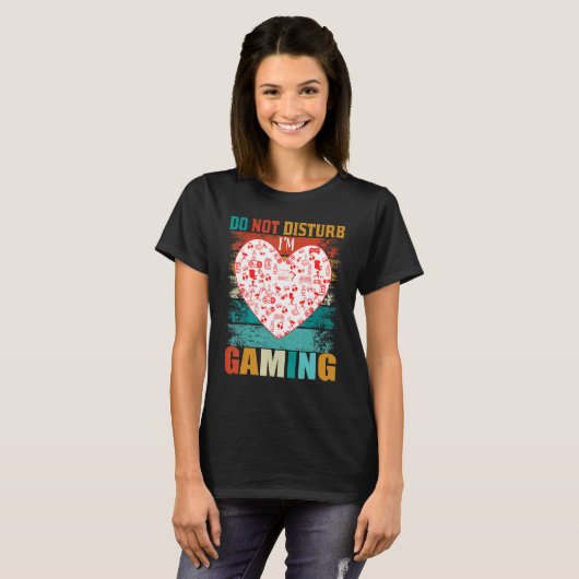 T-shirt Ne pas déranger Jeux Coeur Joystick Retro Gambler (Devant entier)