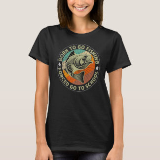 T-shirt Né Pour Aller Pêche Basse Poisson Pêcheur Enfants