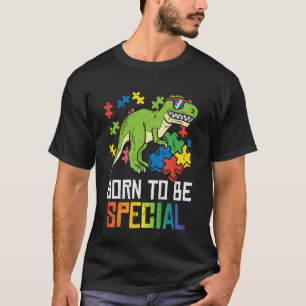 T-shirt Né pour être spécial Trex Puzzle Dino Boys Autisme
