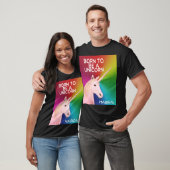 T-shirt Né pour être une licorne Statue Head Magical Rainb (Unisexe)