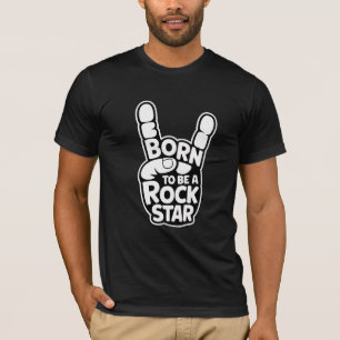 T-shirt Né pour être une rock star - Bold Hand Gesture Mus