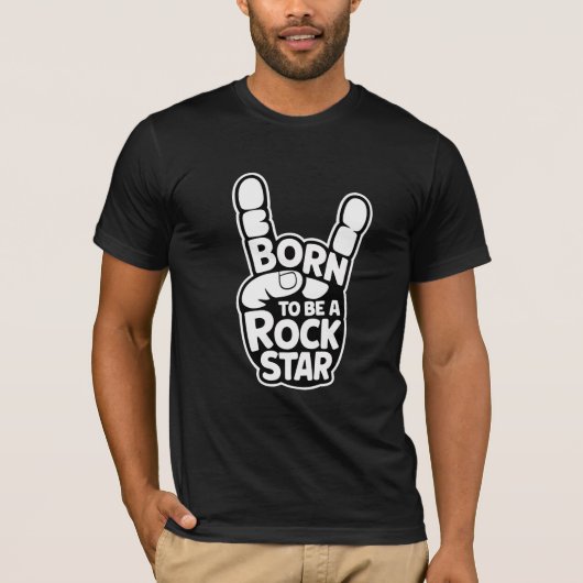 T-shirt Né pour être une rock star - Bold Hand Gesture Mus (Devant)