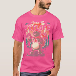 T-shirt Né Pour Explorer La Cute Ours Camper Cadeau