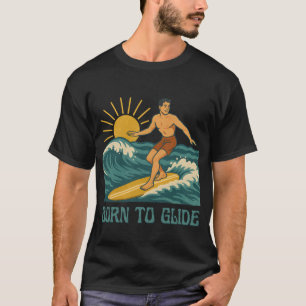 T-shirt Né pour glisser Graphique rétro de surfeur califor