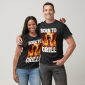 T-shirt Né Pour Grill Funny Cringe Dur Skeleton mème Flam (Unisexe)