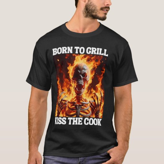 T-shirt Né Pour Grill Funny Cringe Dur Skeleton mème Flam (Devant)
