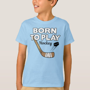T-shirt Né pour jouer bâton de hockey et canot
