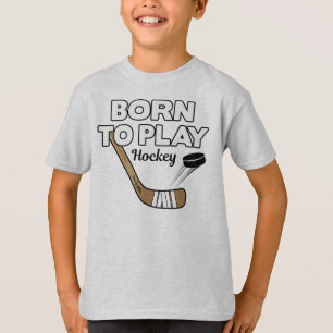 T-shirt Né pour jouer bâton de hockey et canot