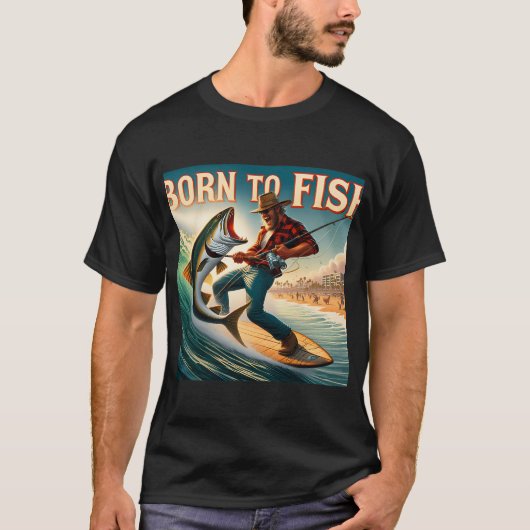 T-shirt Né pour la pêche (Devant)