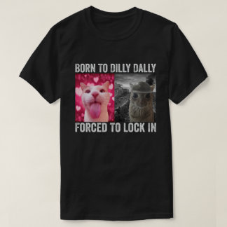 T-shirt Né pour lambiner forcé à s'enfermer Mème de chat