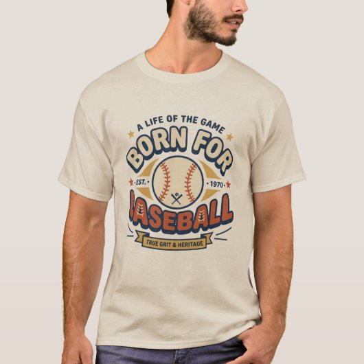 T-Shirt Né pour le Baseball (Devant)