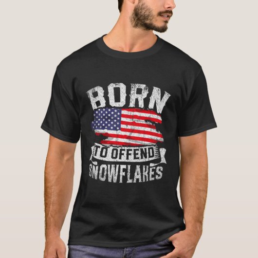 T-shirt Né pour offenser les flocons de neige US Drapeau D (Devant)