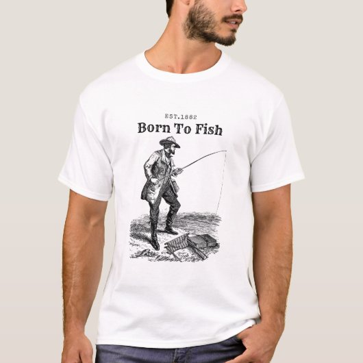 T-shirt Né pour pêcher (Devant)