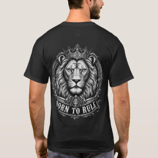 T-shirt Né pour régner Design gravé vintage Lion | Majesté