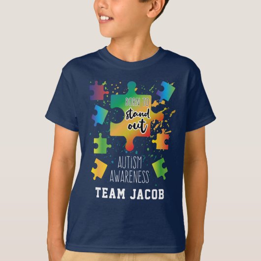 T-shirt Né pour Stand Out Sensibilisation sur l'autisme Pu (Devant)
