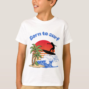 T-shirt Né pour surfer surfeur rétro Sunset