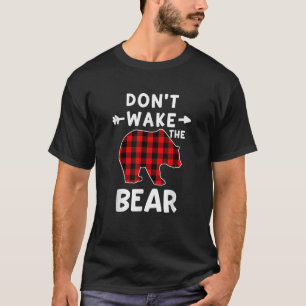 T-shirt Ne réveillez pas l'ours Noir Rouge Plaid Ours T Ch