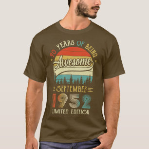 T-shirt Né Septembre 1952 70ème Anniversaire Fabriqué En 1