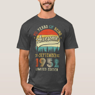 T-shirt Né Septembre 1952 70ème Anniversaire Fabriqué En 1