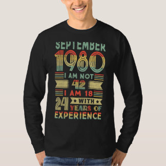 T-shirt Né Septembre 1980 42e Anniversaire Fabriqué En 198