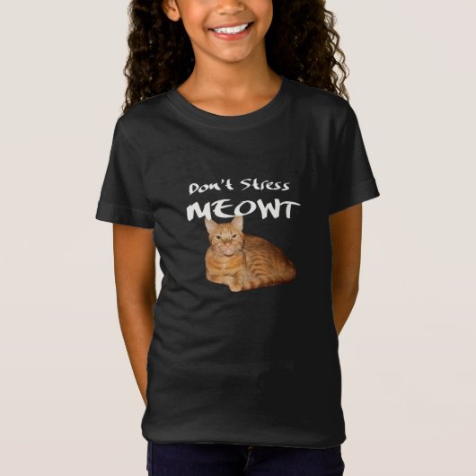 T-Shirt Ne stress pas Meowt - Orange Chat me stress Out (Devant)