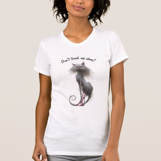 T-shirt Ne touchez pas à mes chaussures Chat (Devant)