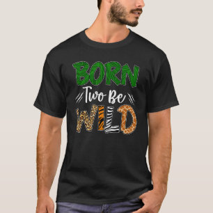 T-shirt Né Two Be Wild 2e Anniversaire Décorations Girls B