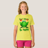 T-shirt Ne vous inquiétez pas Be Hoppy Cute Green Frog w H (Devant entier)