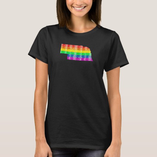 T-shirt Nebraska Gay State Pride Rainbow Flag Map Gay Lesb (Devant)