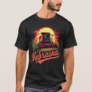 T-shirt Nebraska Sunrise Farm Red Combine Corn Tee