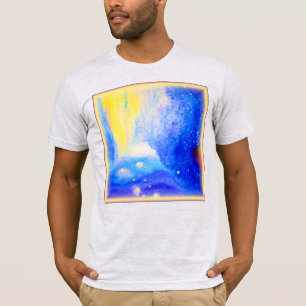 T-shirt Nebula Stars Bleu, Jaune et Lait Blanc. Commandez