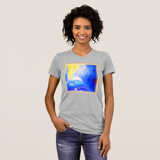 T-shirt Nebula Stars Bleu, Jaune et Lait Blanc. Commandez (Devant entier)