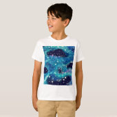 T-shirt Nebula turquoise et étoiles (Devant entier)