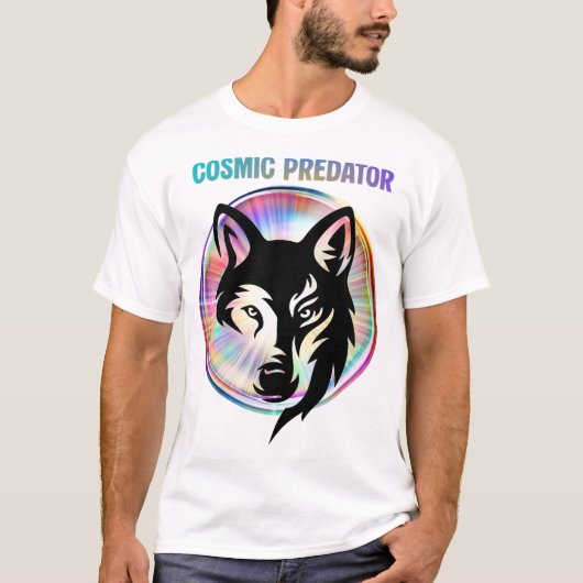 T-shirt Nébuleuse du Prédateur Cosmique Loup (Devant)